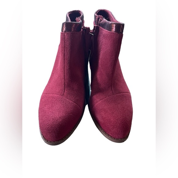 NWT TOMS Loren Burgundy Suede/Textile Snake Ankle Booties, Size 7.5 - Picture 4 of 7